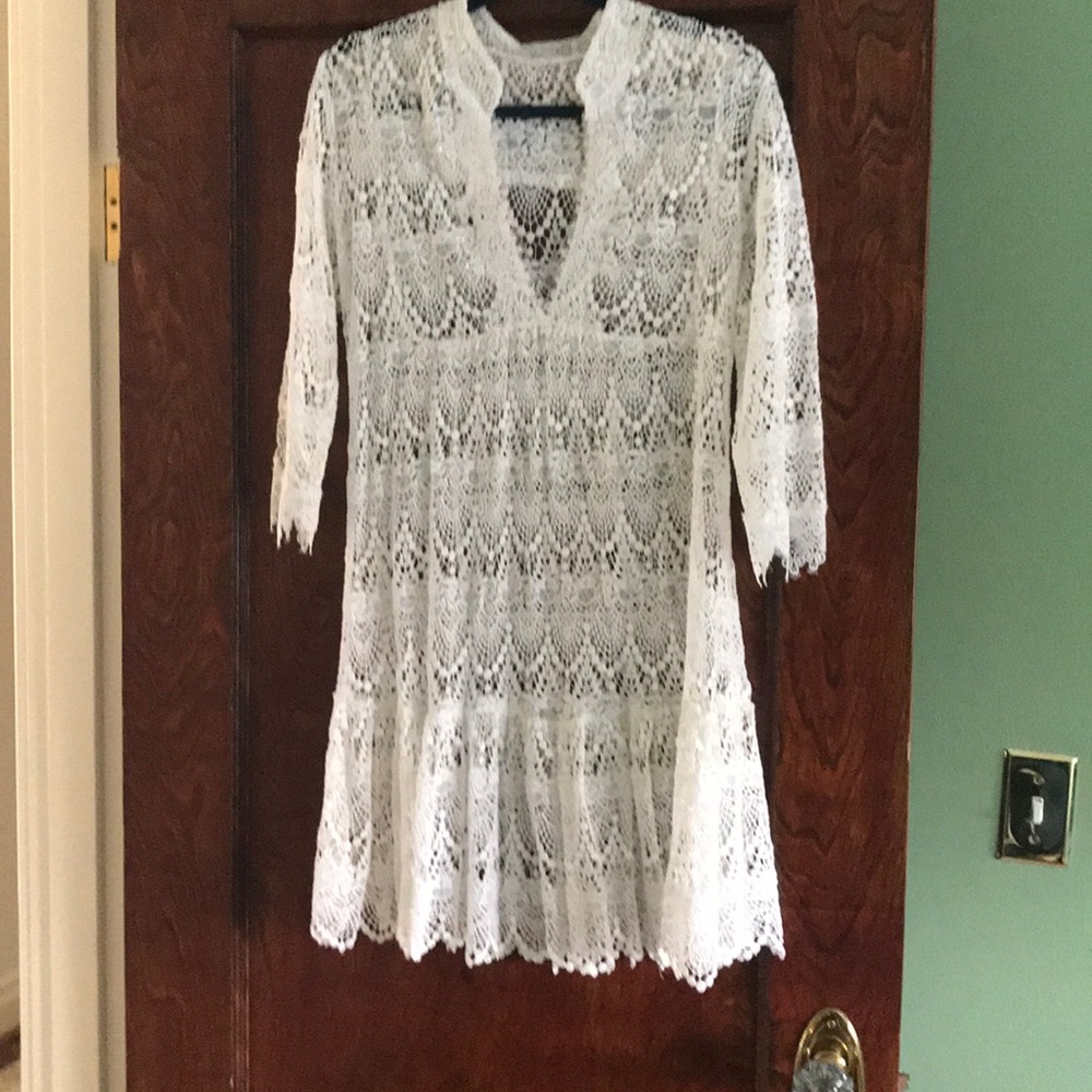Lolita Jaca 100% Silk Crochet Dress Sz S